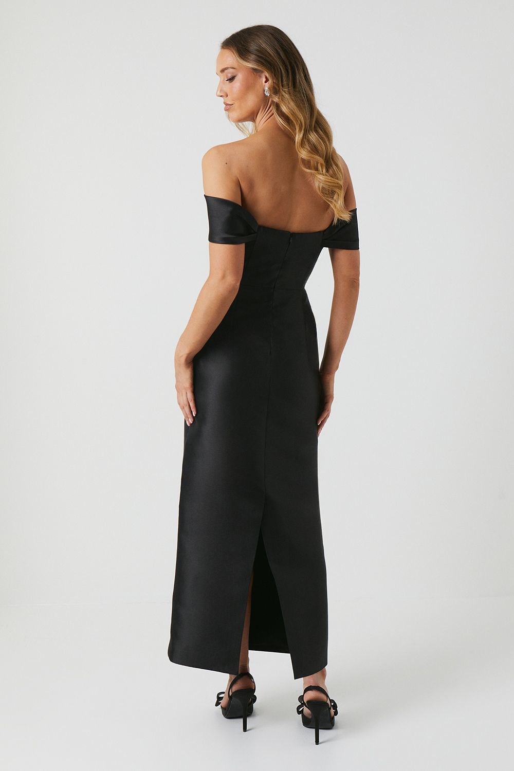 Coast Coast Honoured Twill Bardot Column Midi Bridesmaid Dress Black image 3