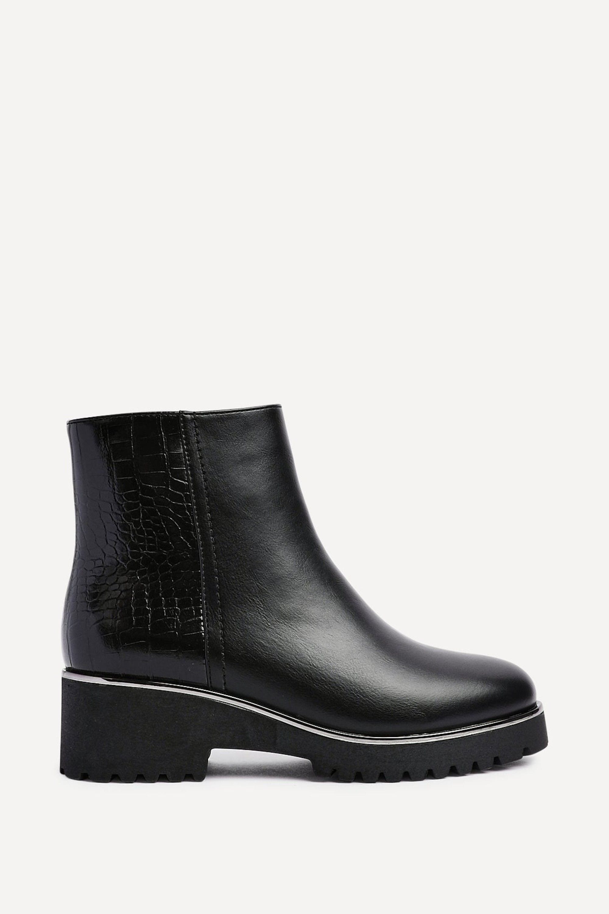 Linzi Navigate Black Croc Mix Wedge Ankle Boot image 1