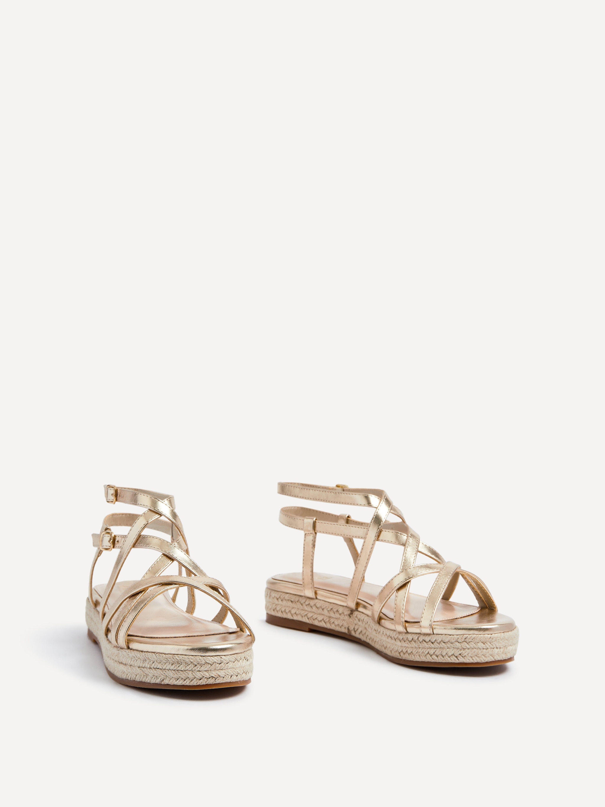 Linzi Dezi Gold Strappy Flatform Sandals image 3