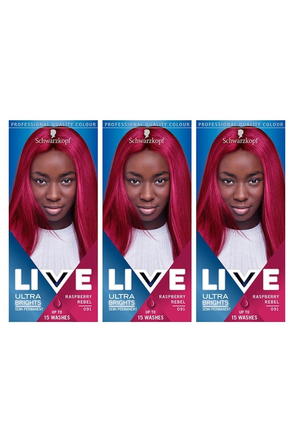 Schwarzkopf Live 2in1 Ultra Bright 'Hair Dye' 091 Raspberry Rebel 3x