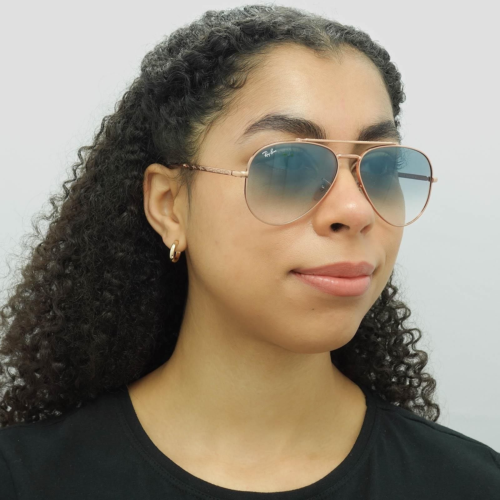 Ray-Ban Aviator Polished Rose Gold Blue Gradient RB3625 New Aviator image 5