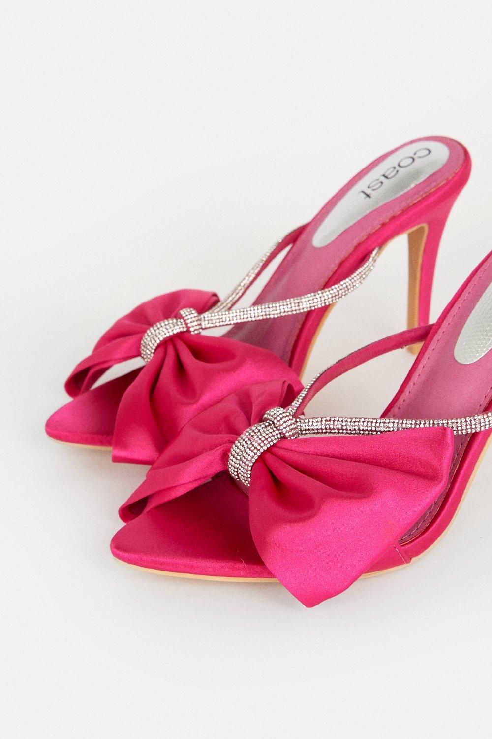 Coast Satin Bow Open Toe Heel Pink image 4
