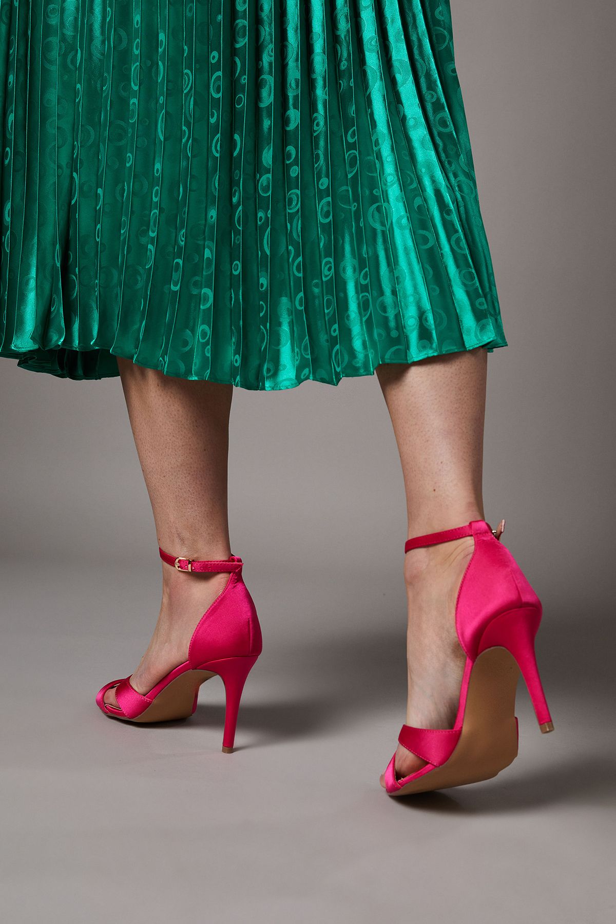 Coast Cadenza Satin Cross Strap High Stiletto Heel Sandals Magenta image 2