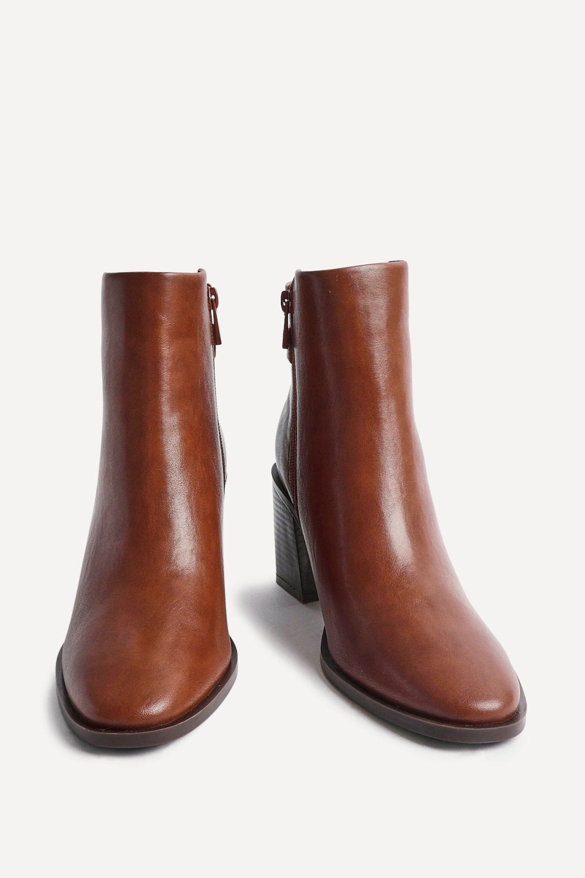 Linzi Rise Tan Faux Leather Block Heeled Ankle Boot image 3