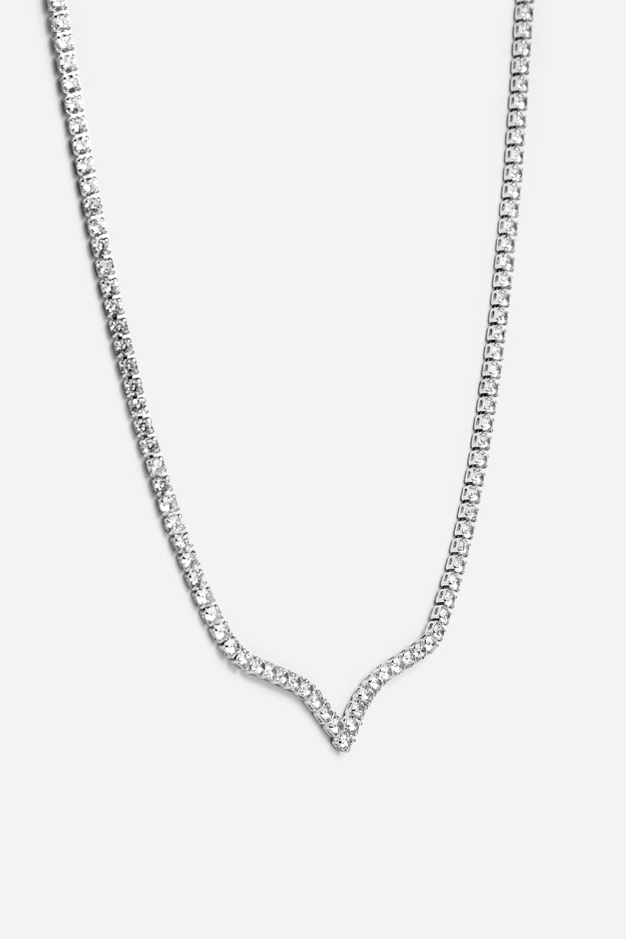 Linzi Evermore Silver V-Shape Tennis Necklace image 4
