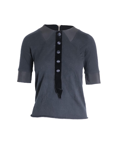 Marc Jacobs Preloved Velvet Trim Collared Top Wo - Black T-Shirts