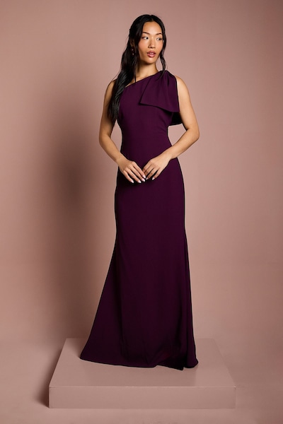 Coast Coast Honoured Bow One Shoulder Maxi Bridesmaid Dress Fig