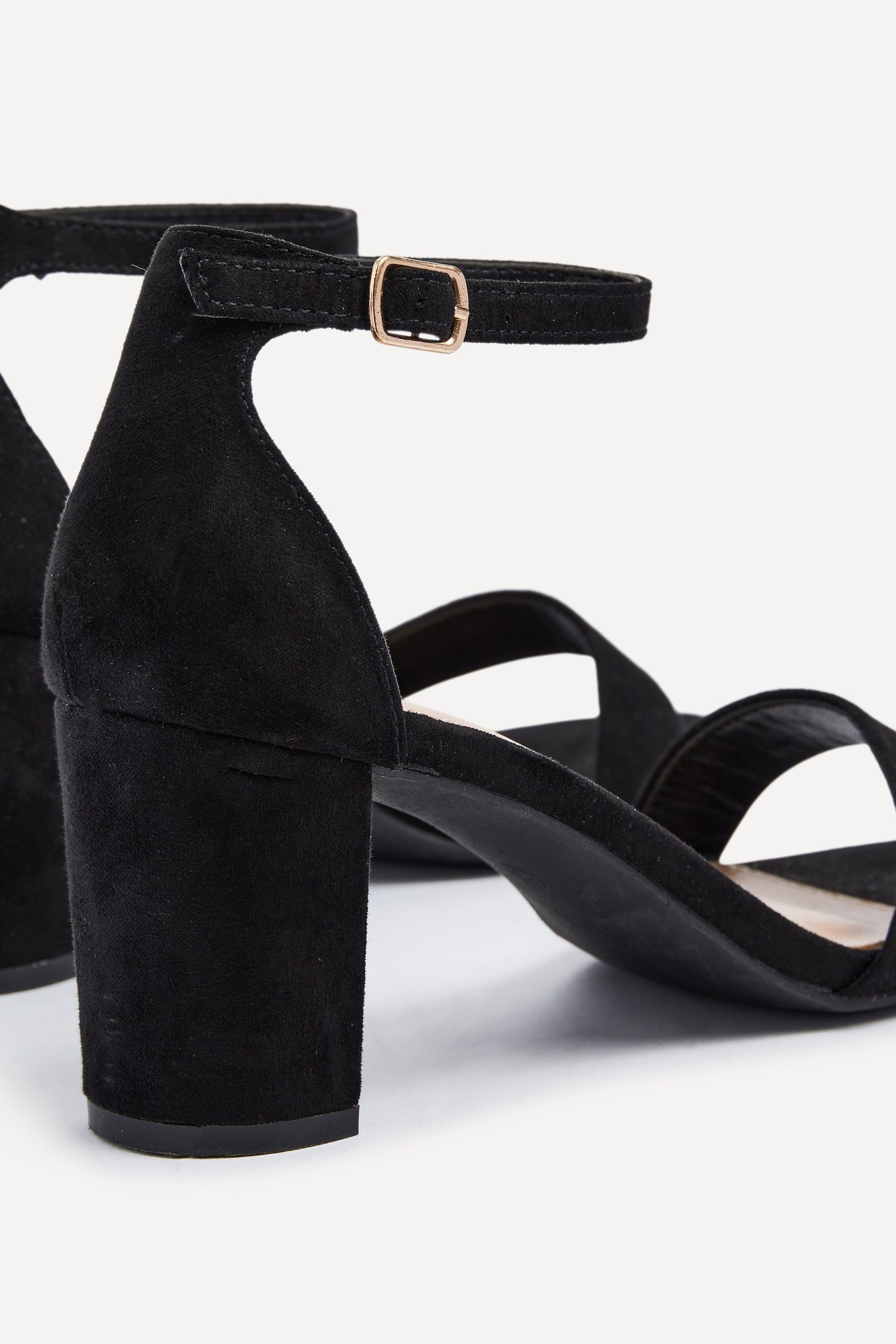 Linzi Frankie Black Faux Suede Barely There Closed Back Block Heeled Sandal image 4