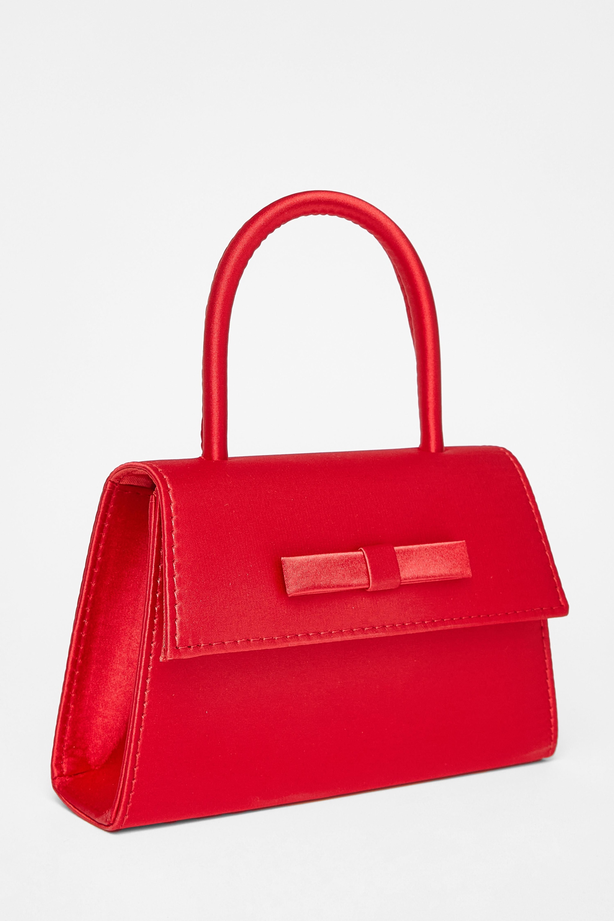 Quiz Red Bow Trim Top Handle Bag image 1