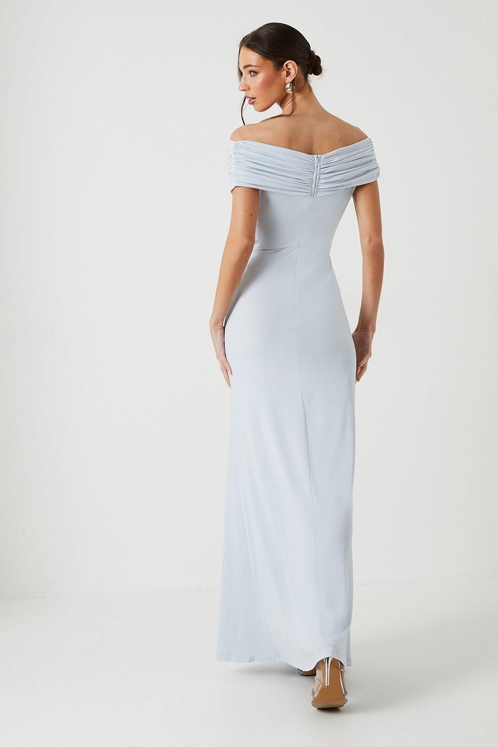 Coast Bardot Ruched Jersey Bridesmaid Dress Ice Blue image 3