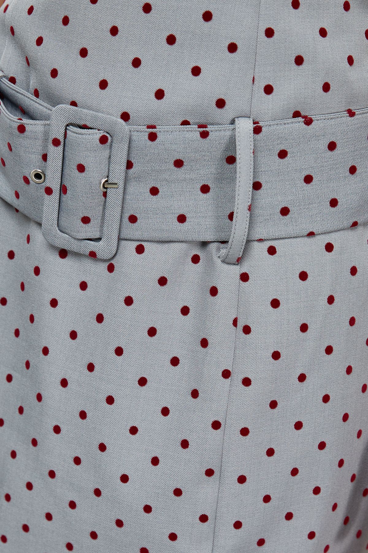 Warehouse Flock Spot Self Belt Mini Dress Grey image 5