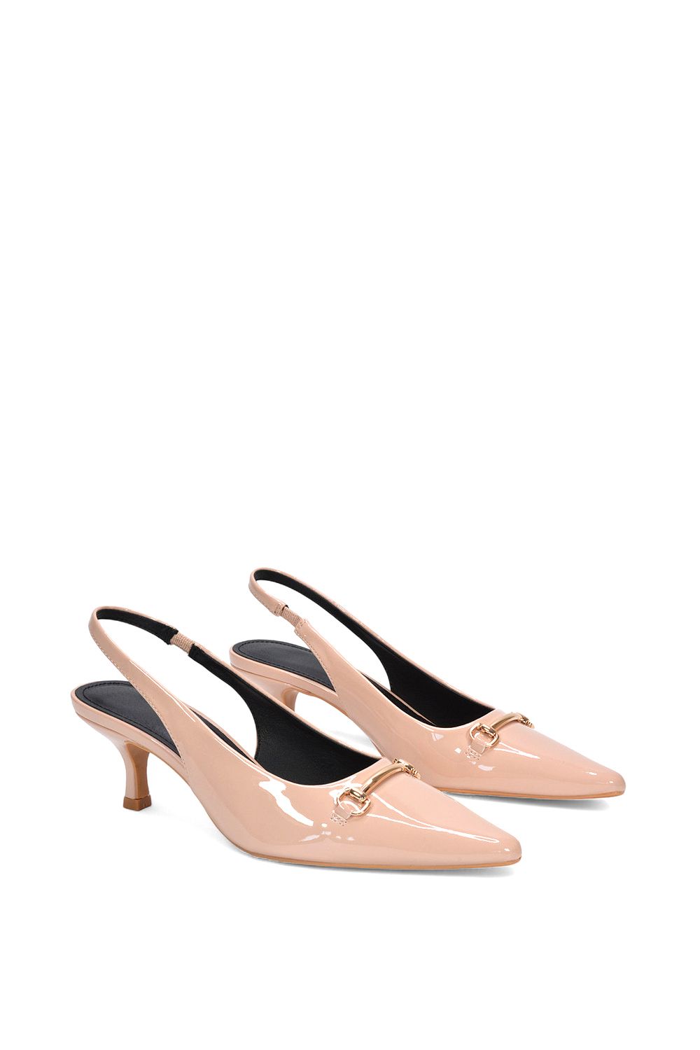 XY London 'Jane' Pointed Toe Slingback Mid Kitten Heels with Buckle image 3