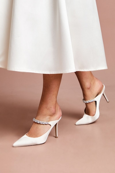 Coast Bridal Patricia Satin Diamante Maryjane Stiletto Open Back Court White
