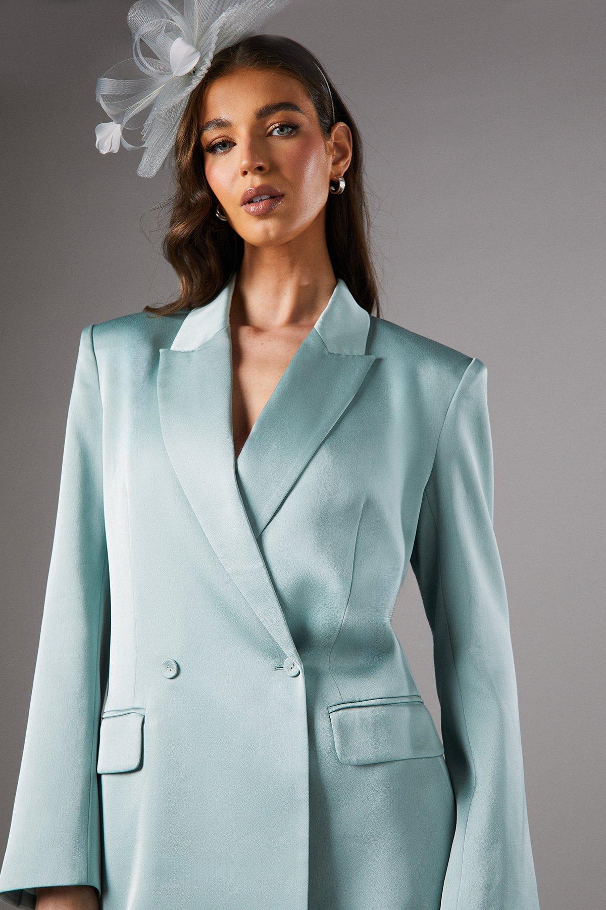 Coast Satin Double Breasted Blazer Mint image 4