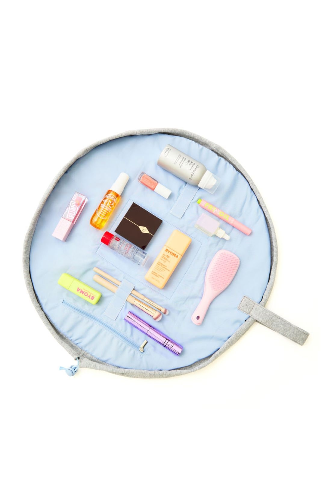 The Flat Lay Co Drawstring Makeup Bag - Cozy Cotton Grey Multi image 9