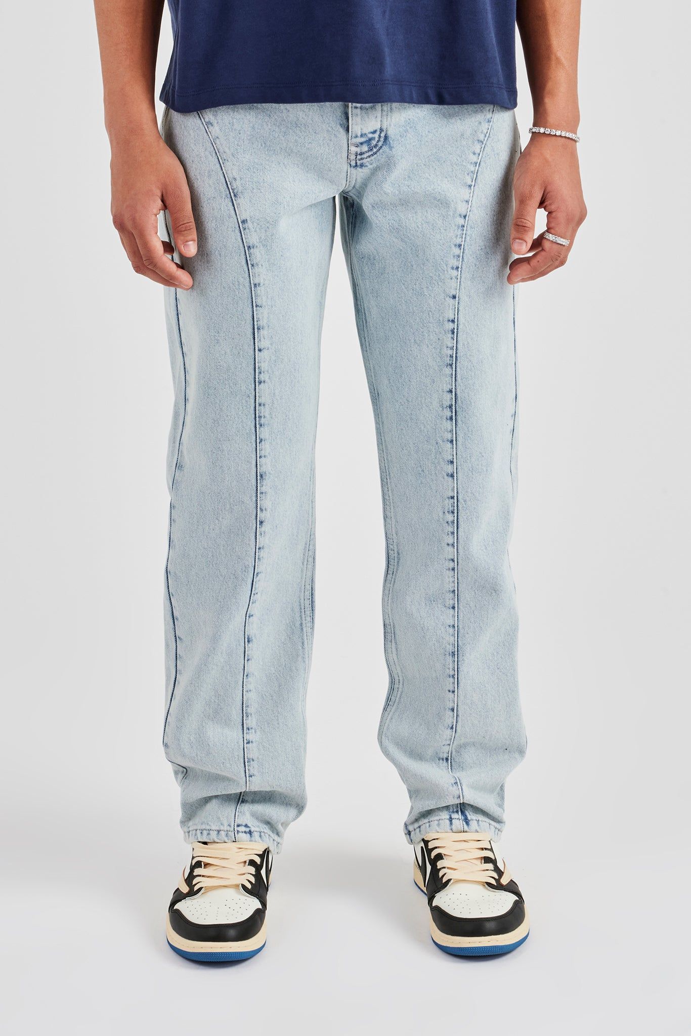 Cernucci Seam Detail Straight Leg Jean - Light Blue image 2
