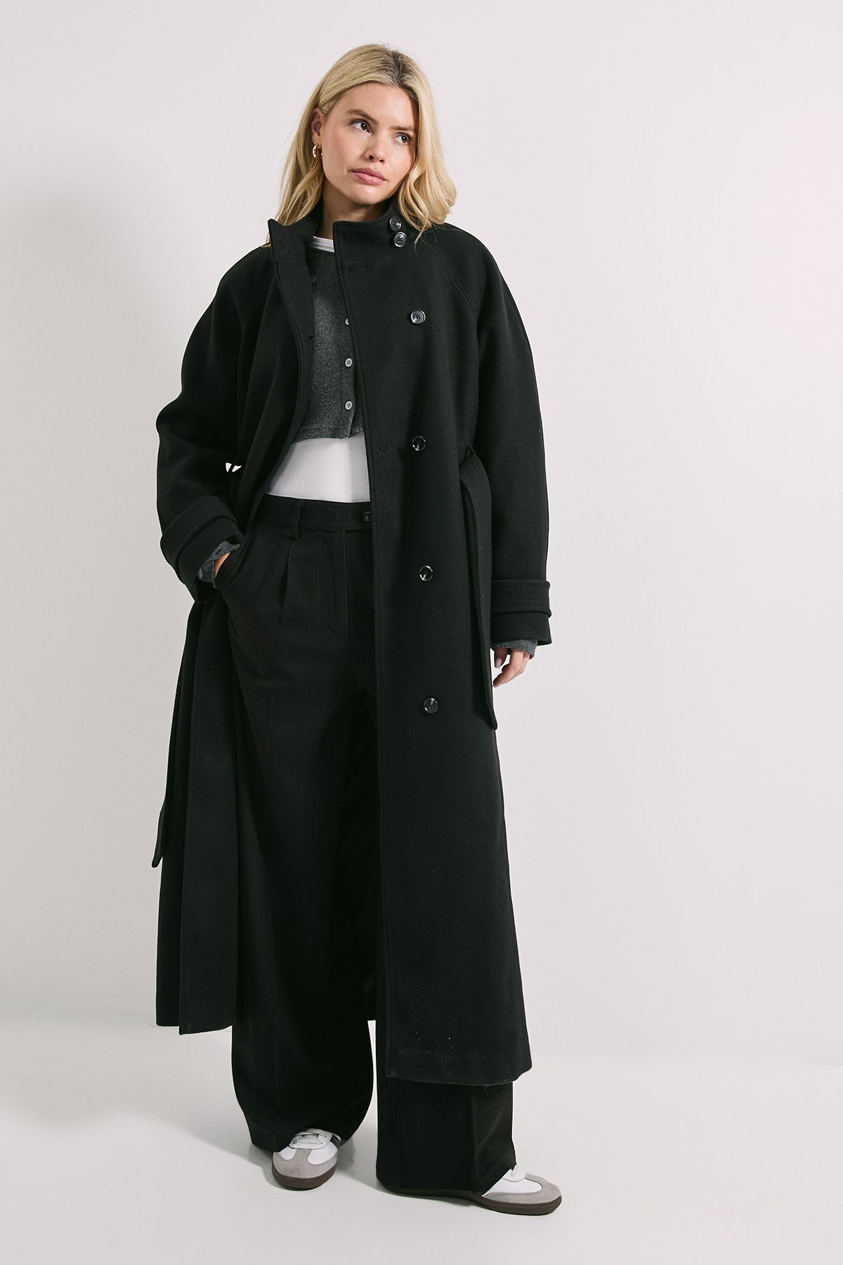 Dorothy Perkins Classic Midi Funnel Neck Coat Black image 1