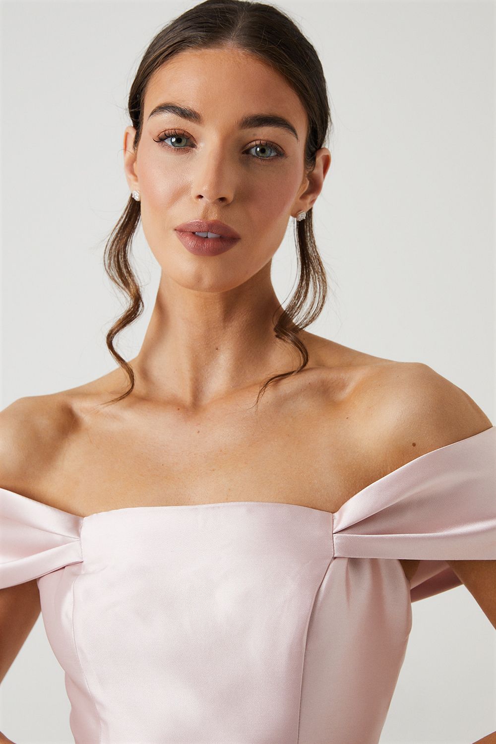 Coast Coast Honoured Twill Bardot Column Midi Bridesmaid Dress Blush image 4