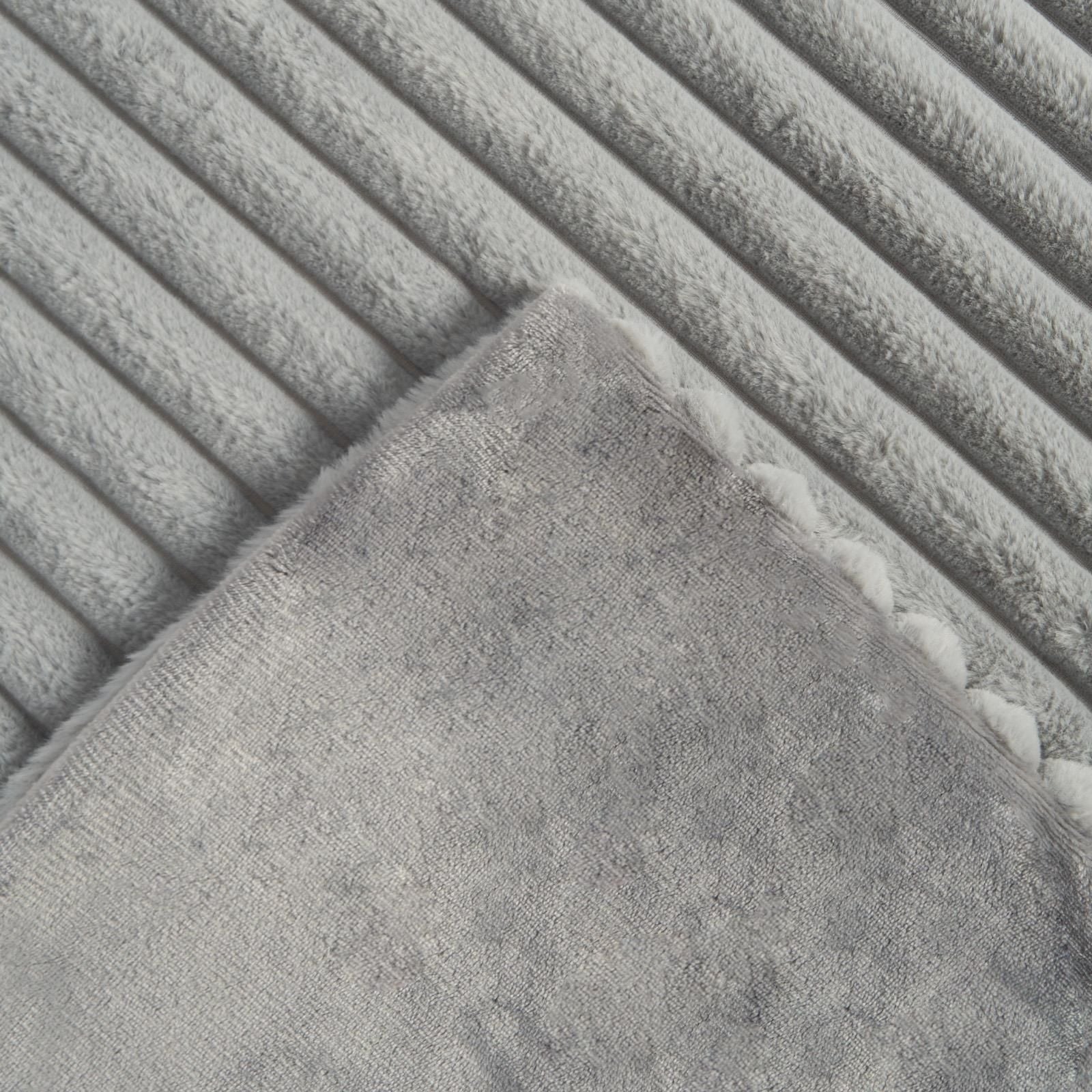 OHS Faux Fur Ribbed Fleece Throw Over Bed Blanket Winter Warm Supersoft image 5