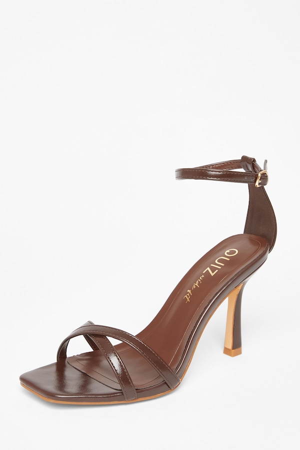 Quiz Brown Wide Fit Barely There Heels