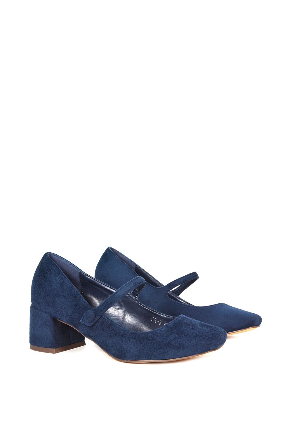XY London 'Leneka' Low Block Heel Slip On Court Shoes With Front Strap image 3