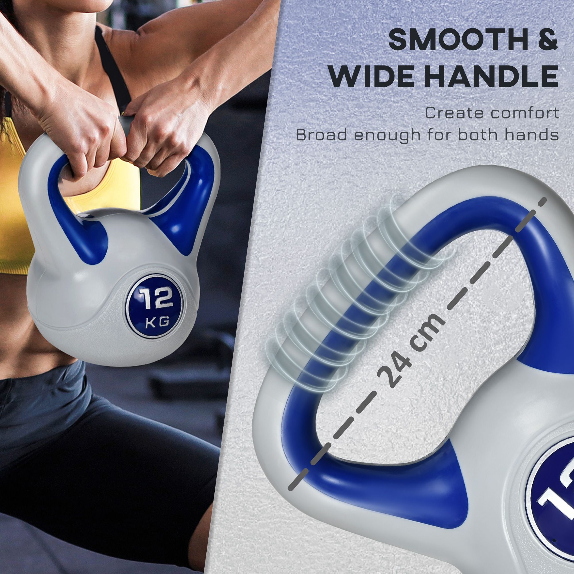 SPORTNOW 12kg Kettle Bell with Handle for Home Gym, Dark Blue and Grey image 4