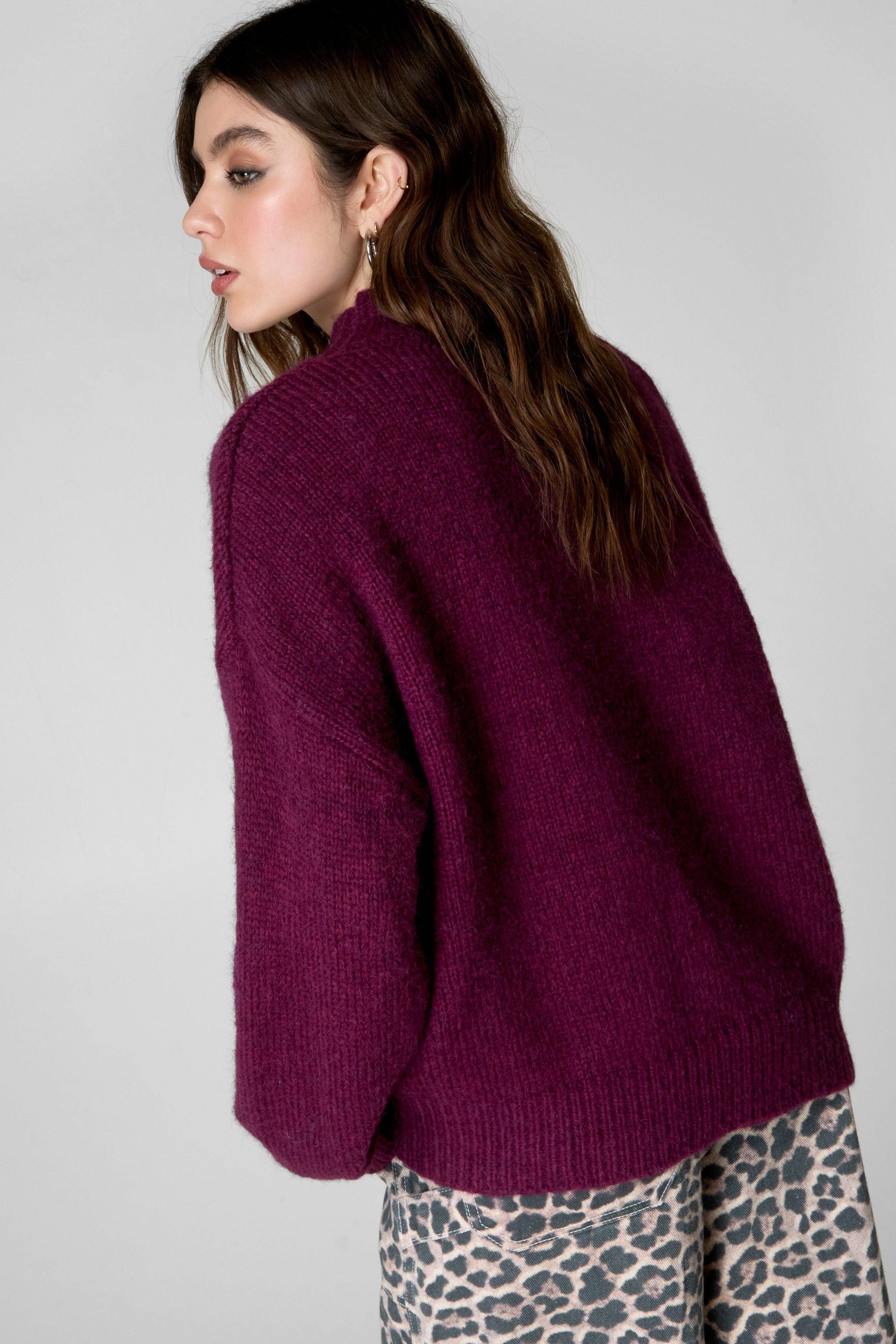 NastyGal Turtleneck Jumper Burgundy image 4
