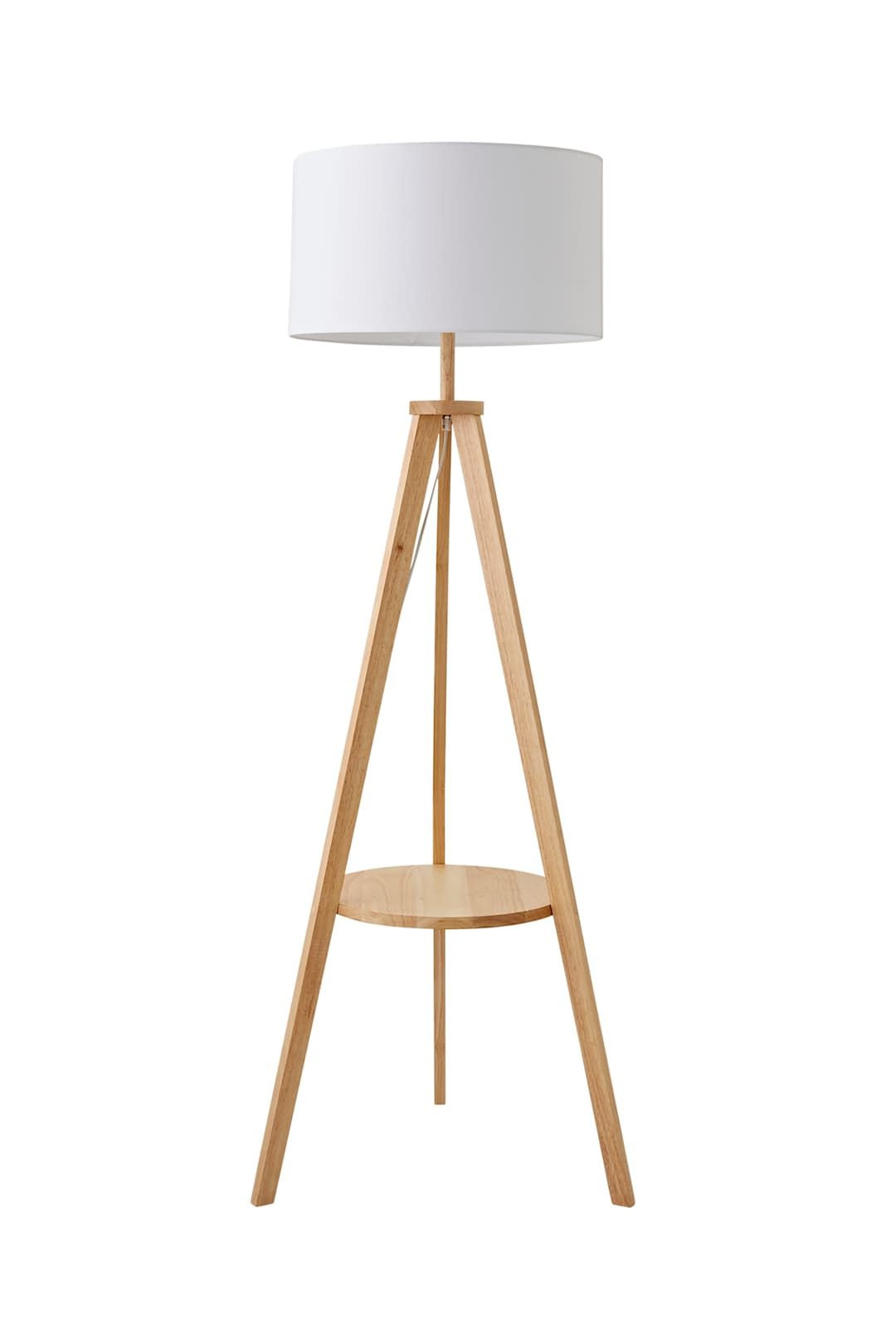 ValueLights Morrigan Natural Wood Tripod Floor Lamp with Fabric Drum Lamp Shade image 6