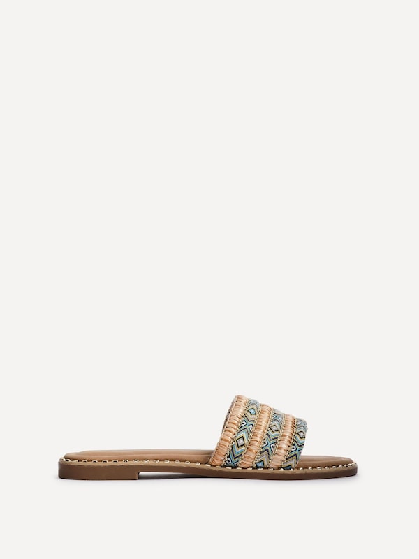 Linzi Mariana Blue Bohemian Inspired Flat Slider Sandal