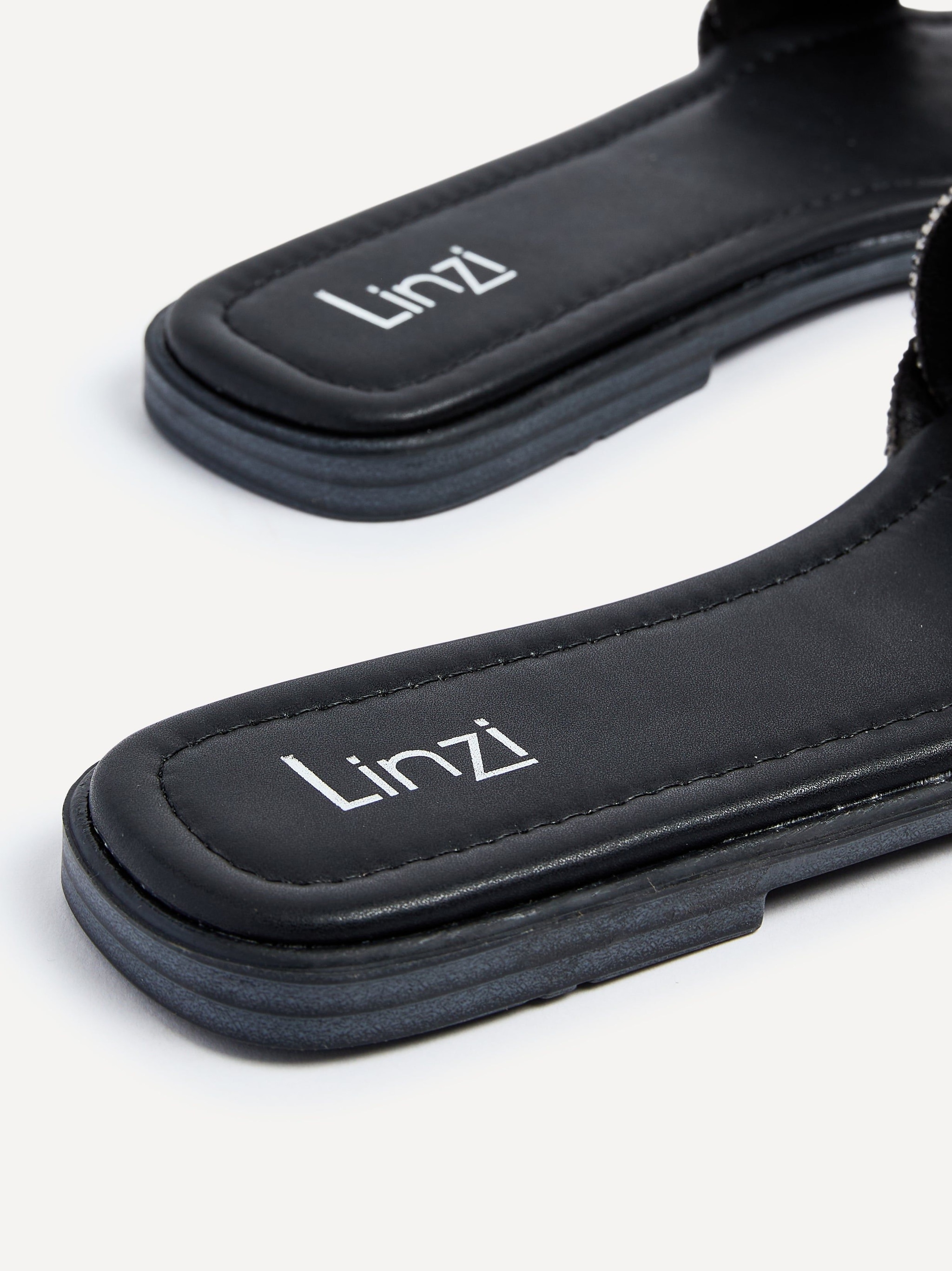 Linzi Pandora Black Diamante Plaited Slider Sandal image 5