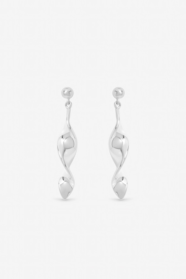 Inicio Sterling Silver Plated Polished Twist Drop Earrings