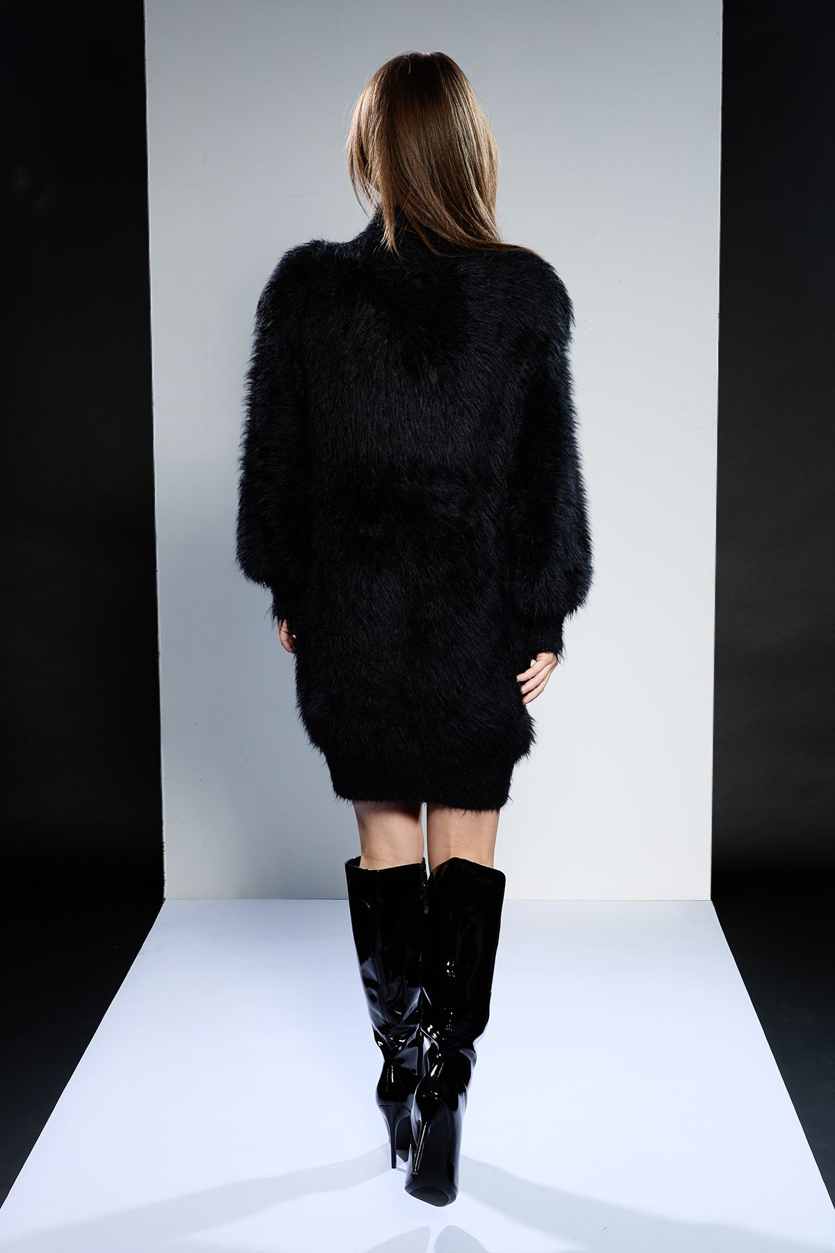 RUNWAY 1.8.1.8 Runway 1.8.1.8 Fluffy High Neck Jumper Dress Black image 3