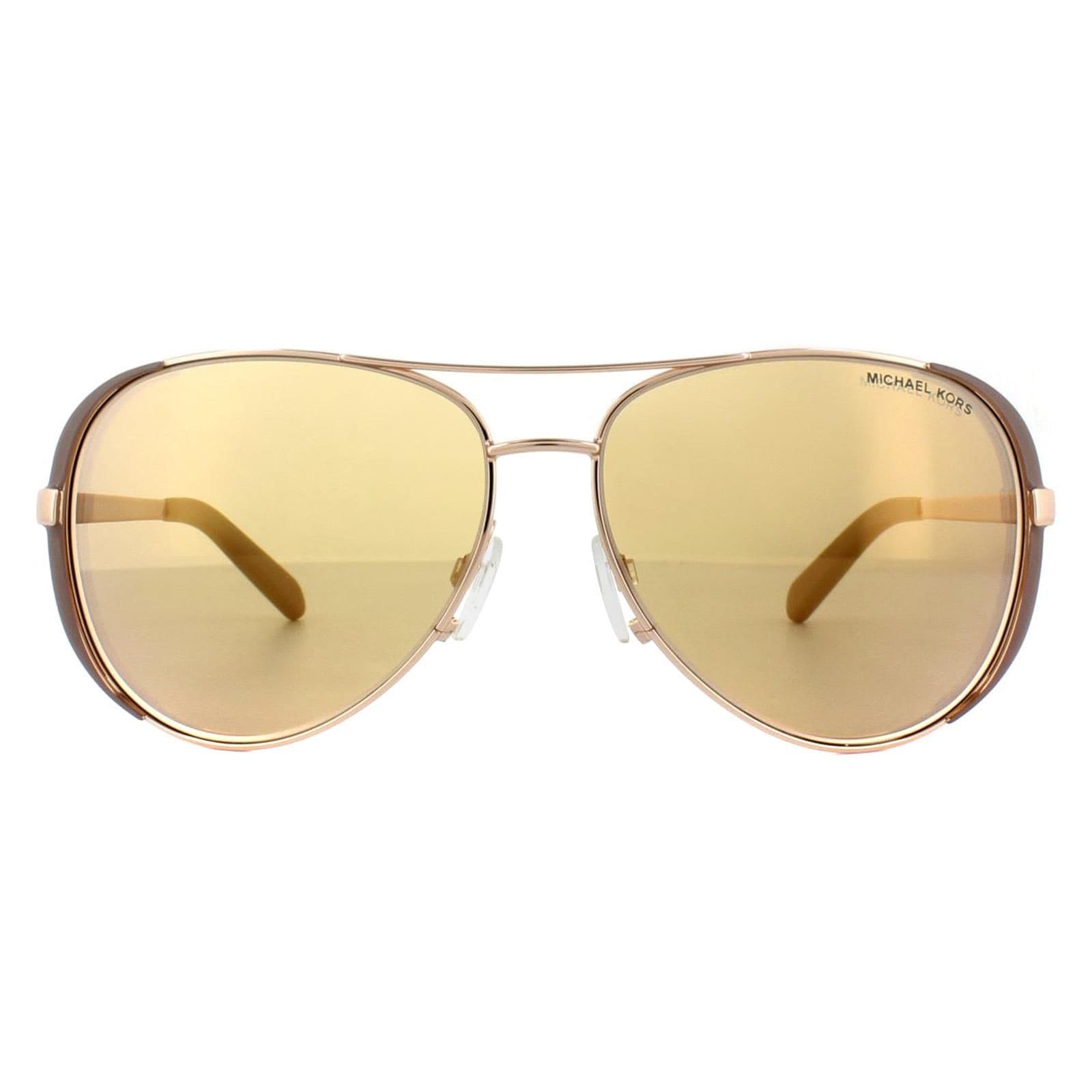 Michael Kors Aviator Polished Rose Gold Rose Gold Mirror Sunglasses image 1