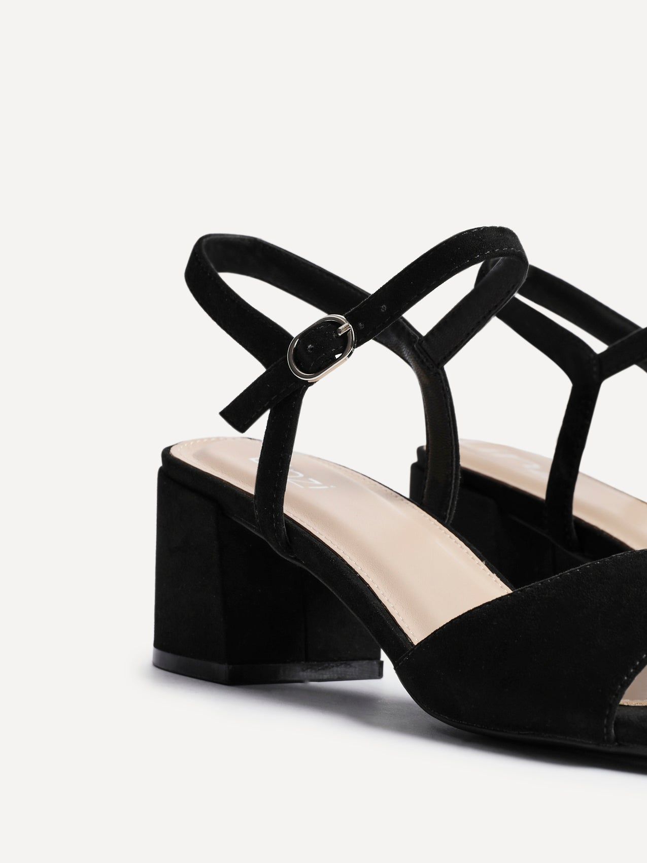 Linzi Darlene Black Faux Suede Low Block Heeled Sandals image 5
