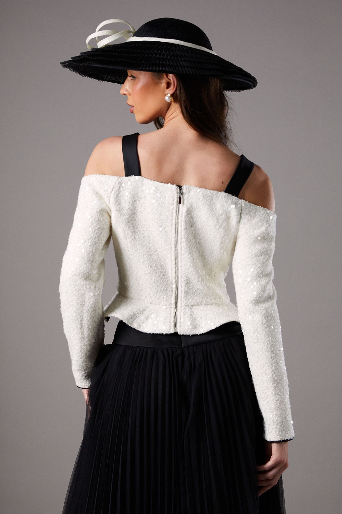 Coast Lisa Tan Sequin Tweed Jacket Mono image 3