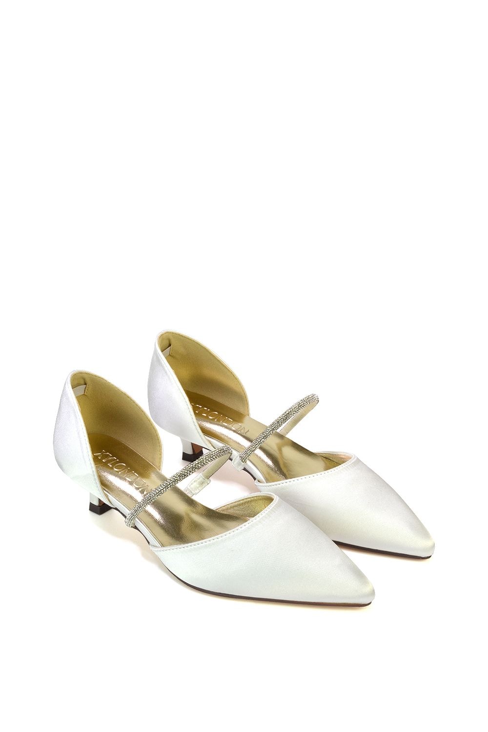 XY London 'Laura' Diamante Strap Kitten Heel Pointed Toe Court Shoes image 4