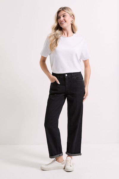 Dorothy Perkins Boyfriends Ankle Grazer Fold Up Jeans Black