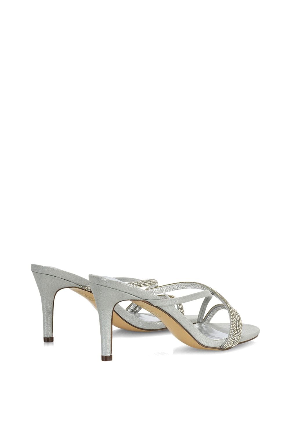 XY London 'Teddie' Diamante Cross Over Strappy Sandal Stiletto High Mule Heels image 5