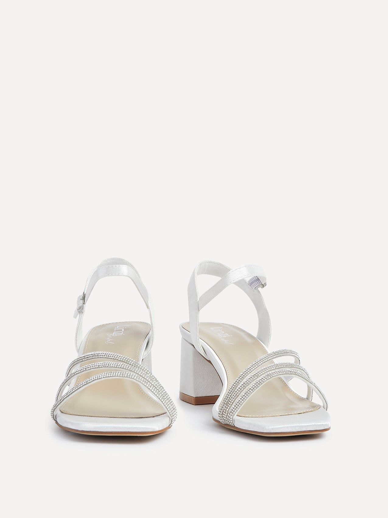 Linzi Mariah Wide Fit Ivory Satin Open Back Heel image 3