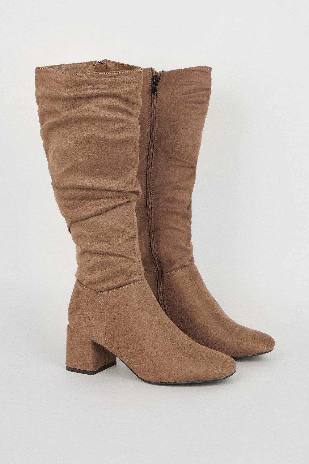 Dorothy Perkins Kaya Ruched Knee High Boots Taupe image 3