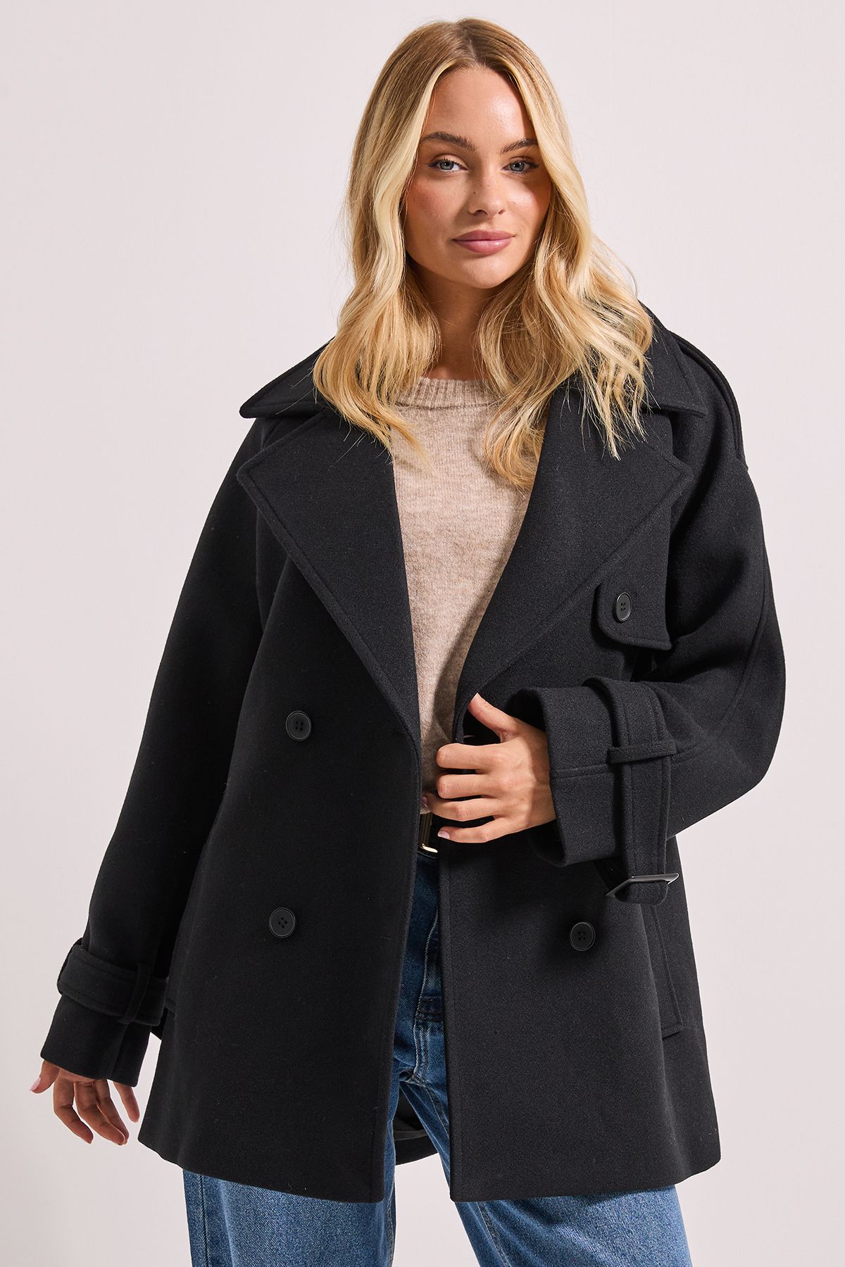 Dorothy Perkins Tab Detail Belted Coat Black