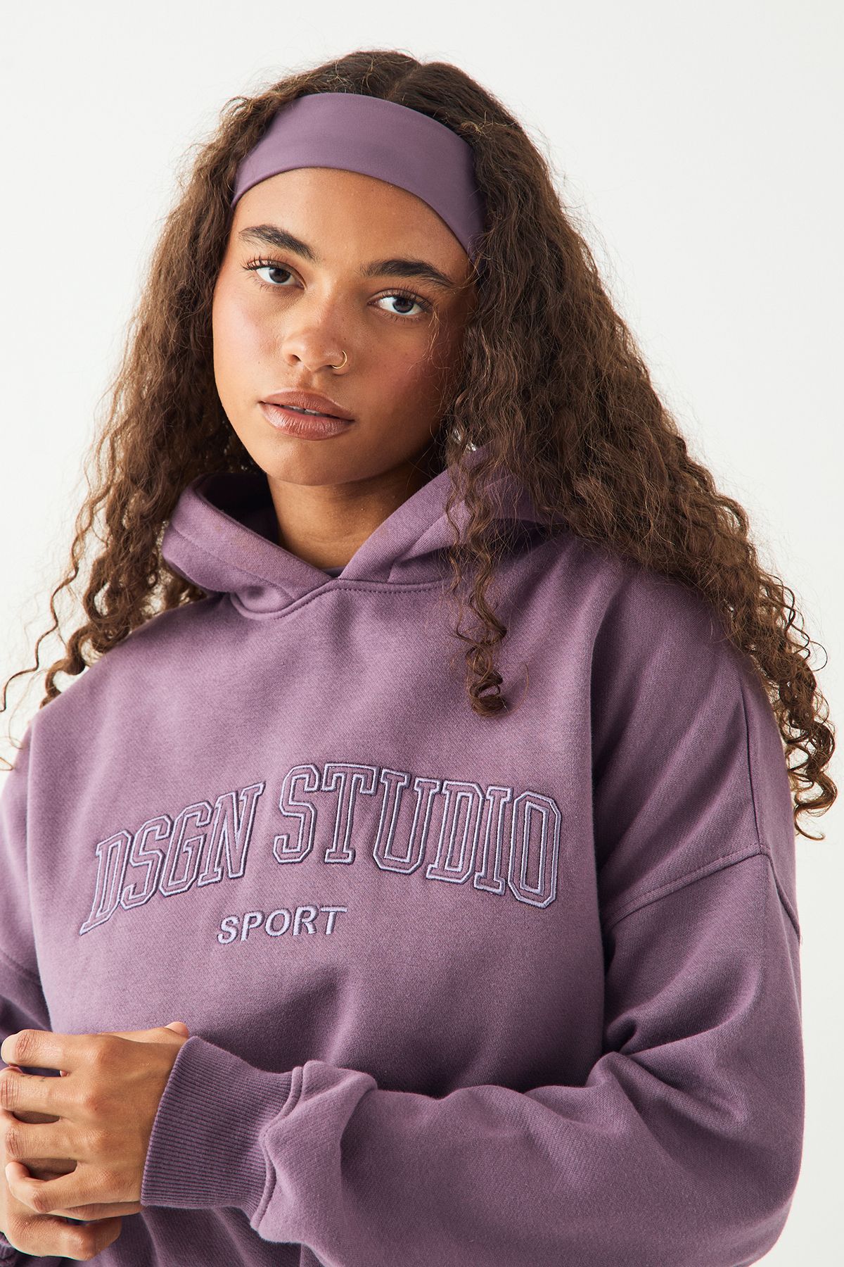 DSGN Studio DSGN Studio Collegiate Applique Oversized Hoodie Grape image 4
