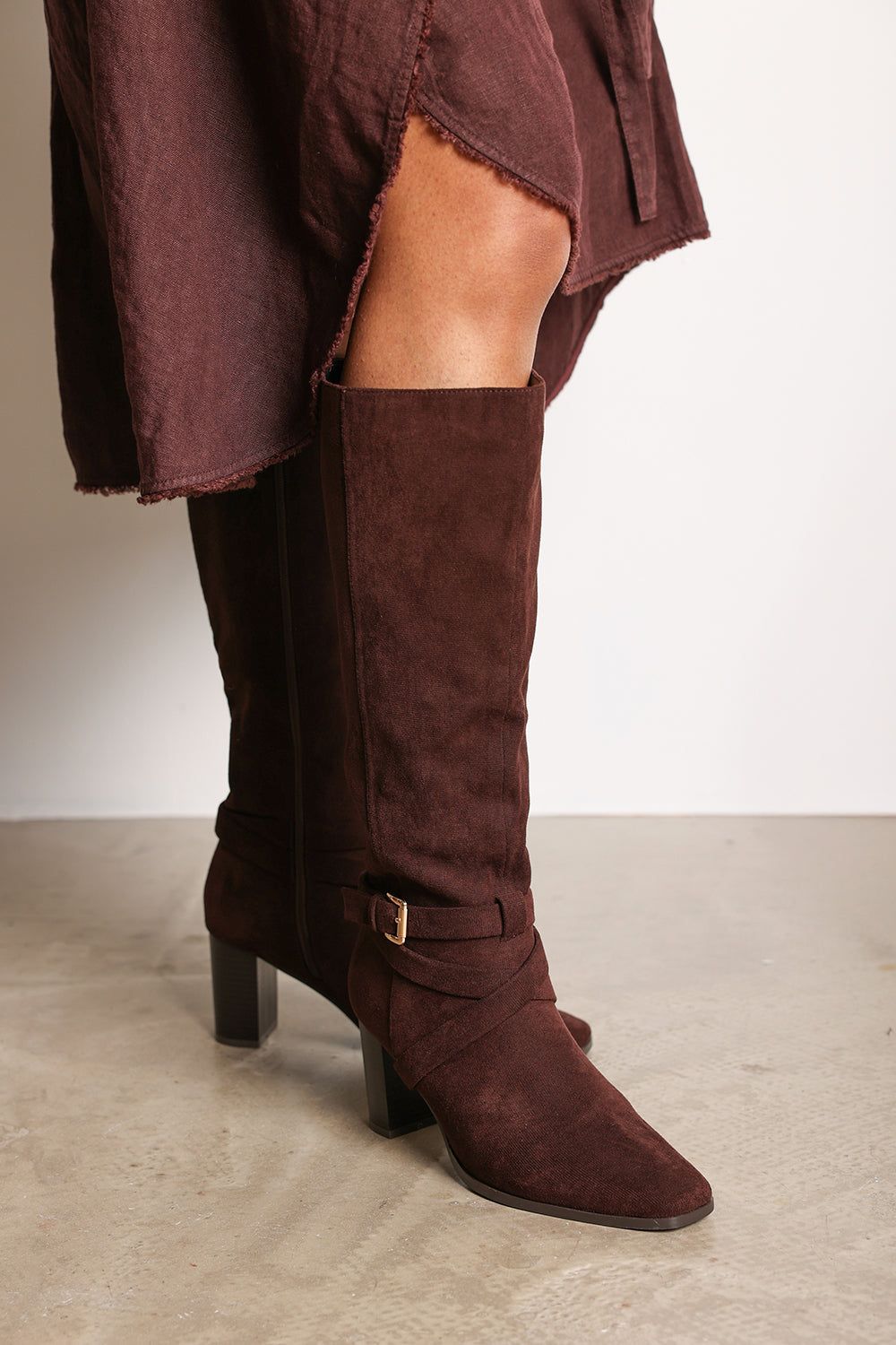 Where's That From 'Tamsin' Knee High Boots With Wrap Buckle Strap image 1