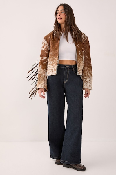 NastyGal Wide Leg Jeans Dark Indigo