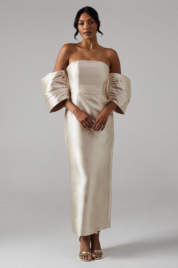 Coast Detachable Shrug Twill Bridesmaid Dress Champagne