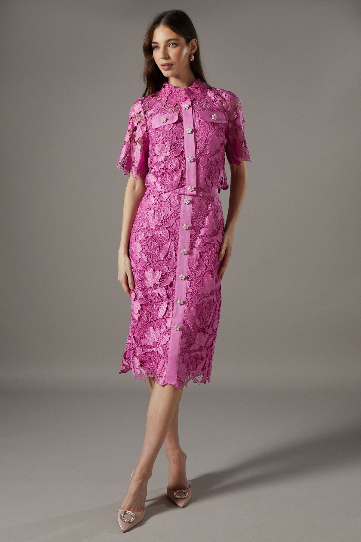 Coast Lace Pearl Button Shirt Pink image 4