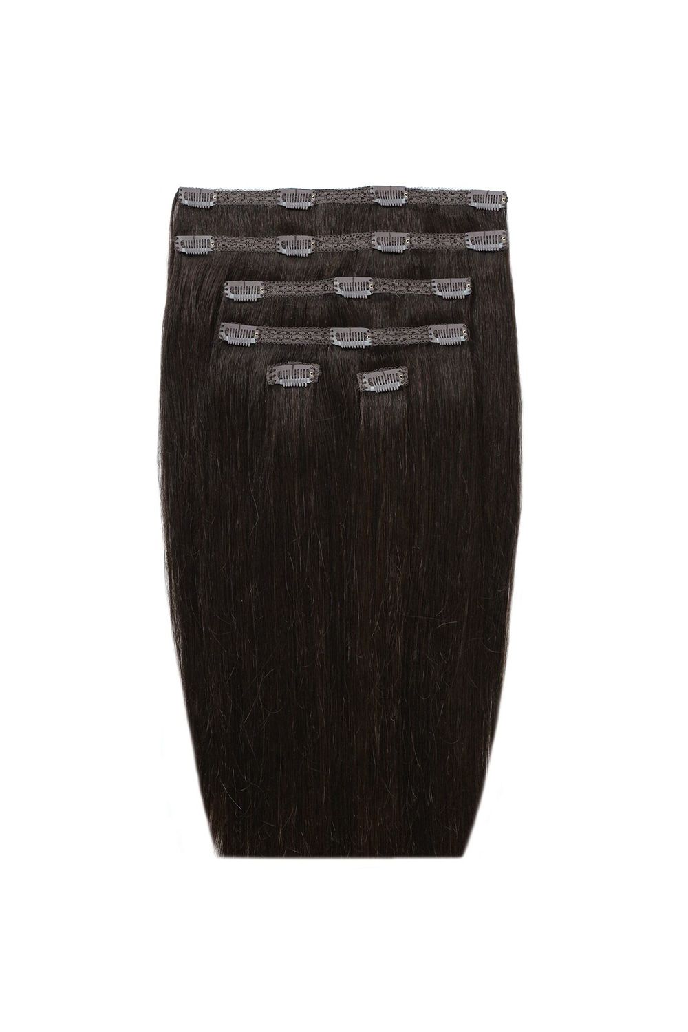 Beauty Works 18" Double Hair Set Clip-In Extensions 180g Ebony image 1