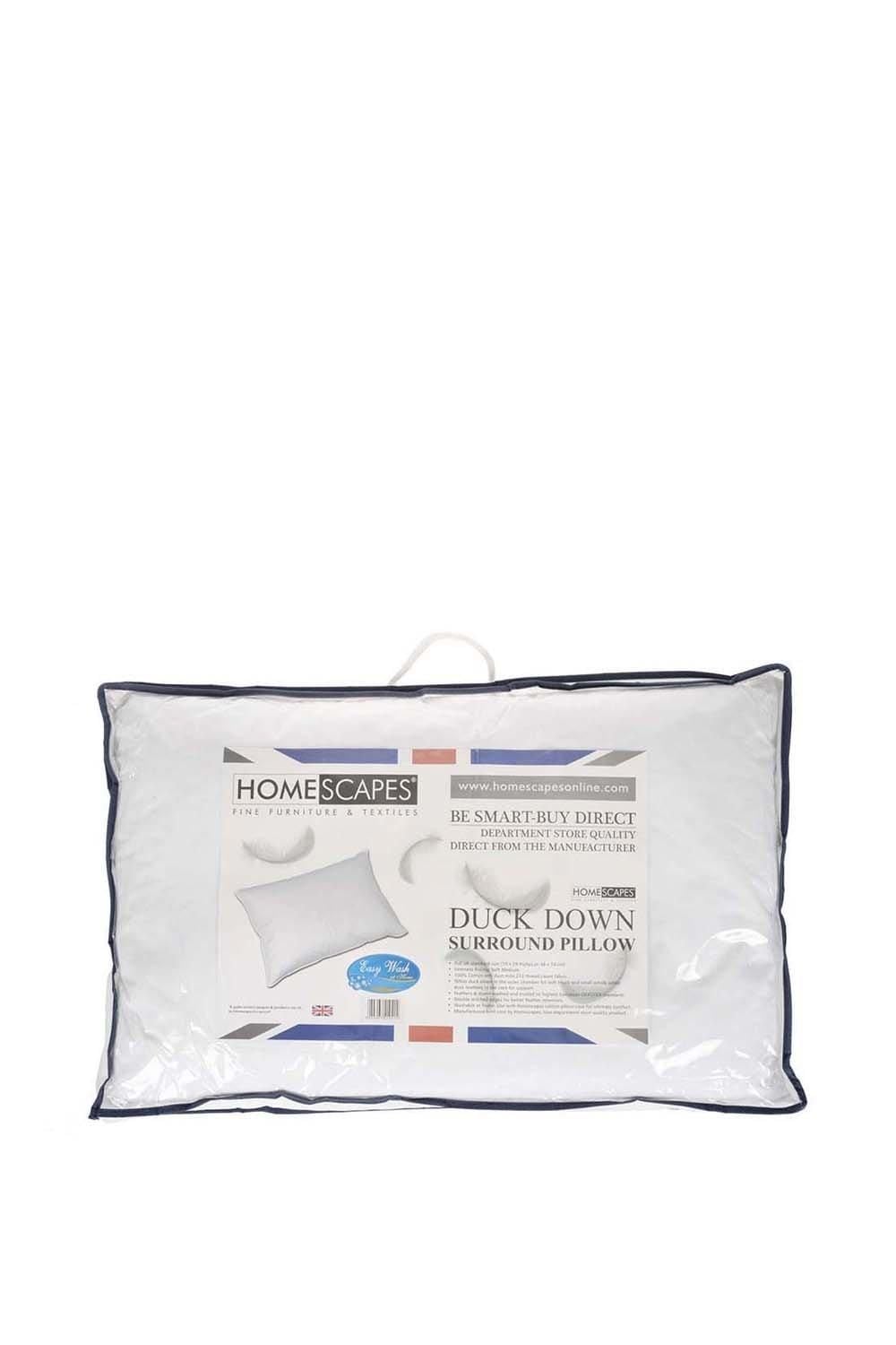 Homescapes White Duck Down Surround Pillow image 1