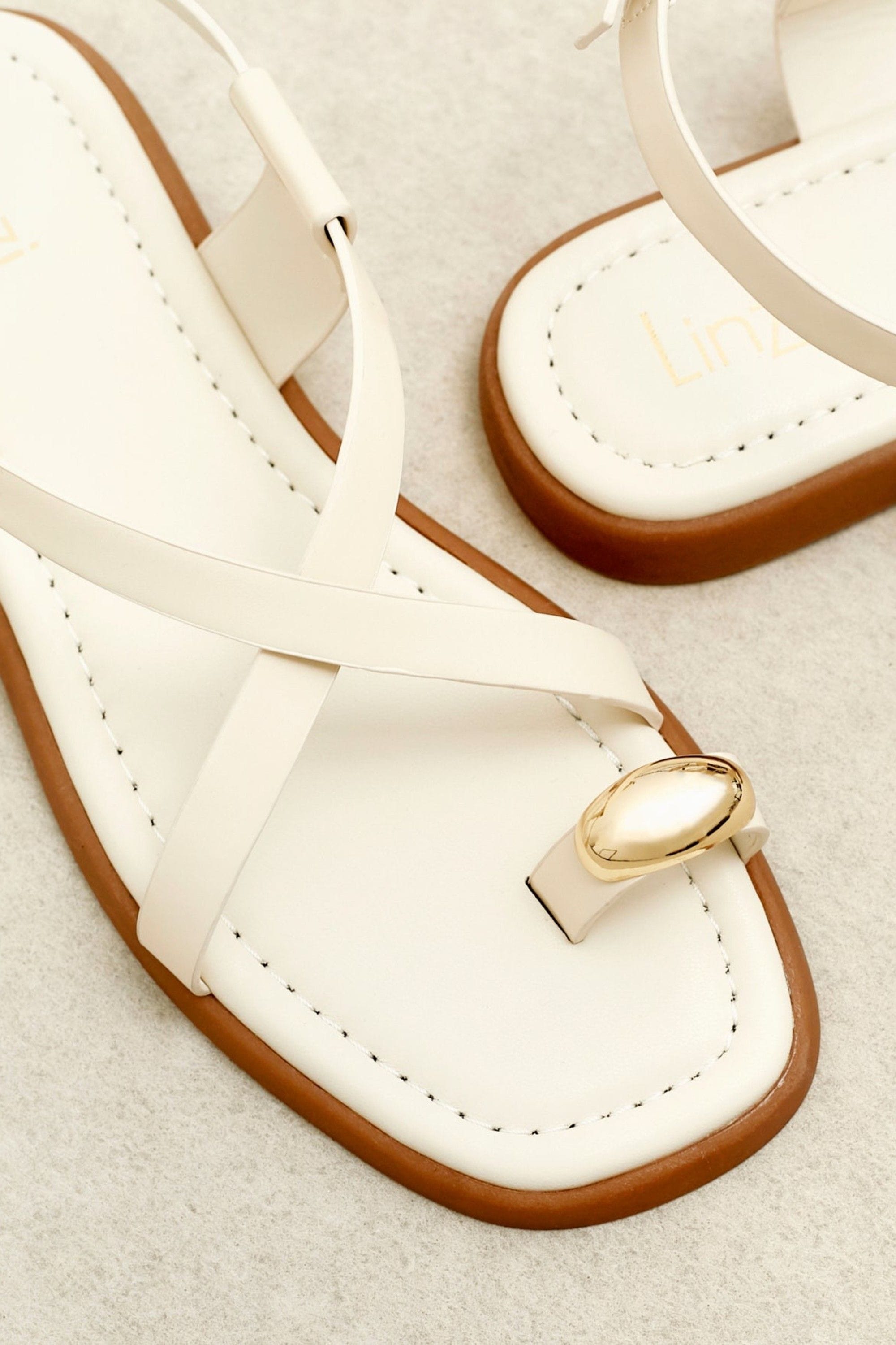 Linzi Salma Cream & Gold Flat Sandals image 2