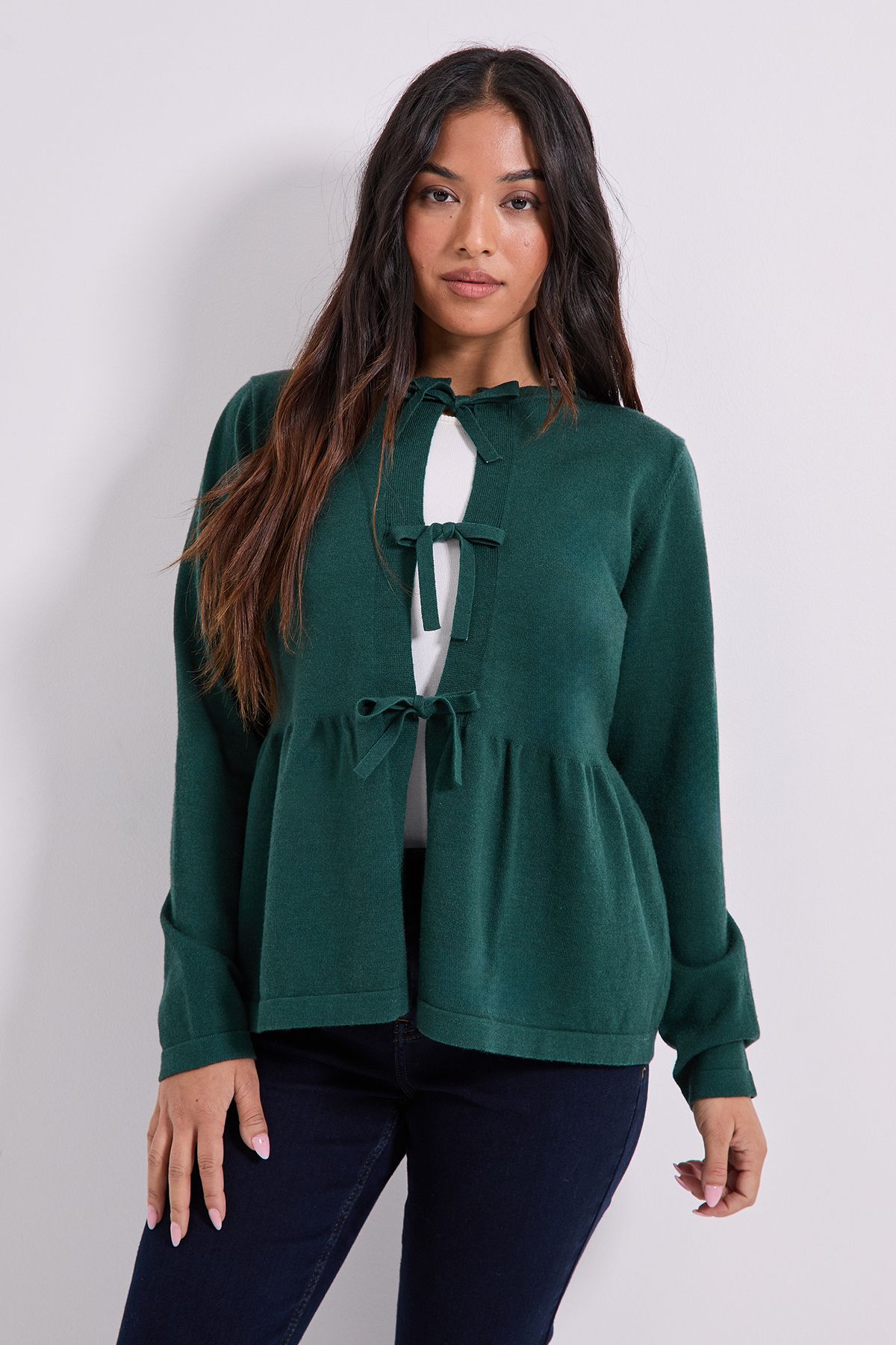 Dorothy Perkins Petite Peplum Cardigan Emerald